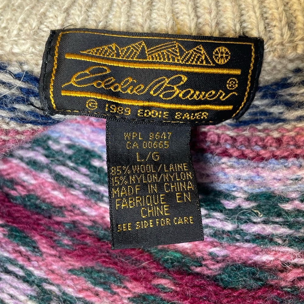 Vintage Eddie Bauer Nordic Fair Isle Wool Sweater Women’s  Size Large - Picture 4 of 10